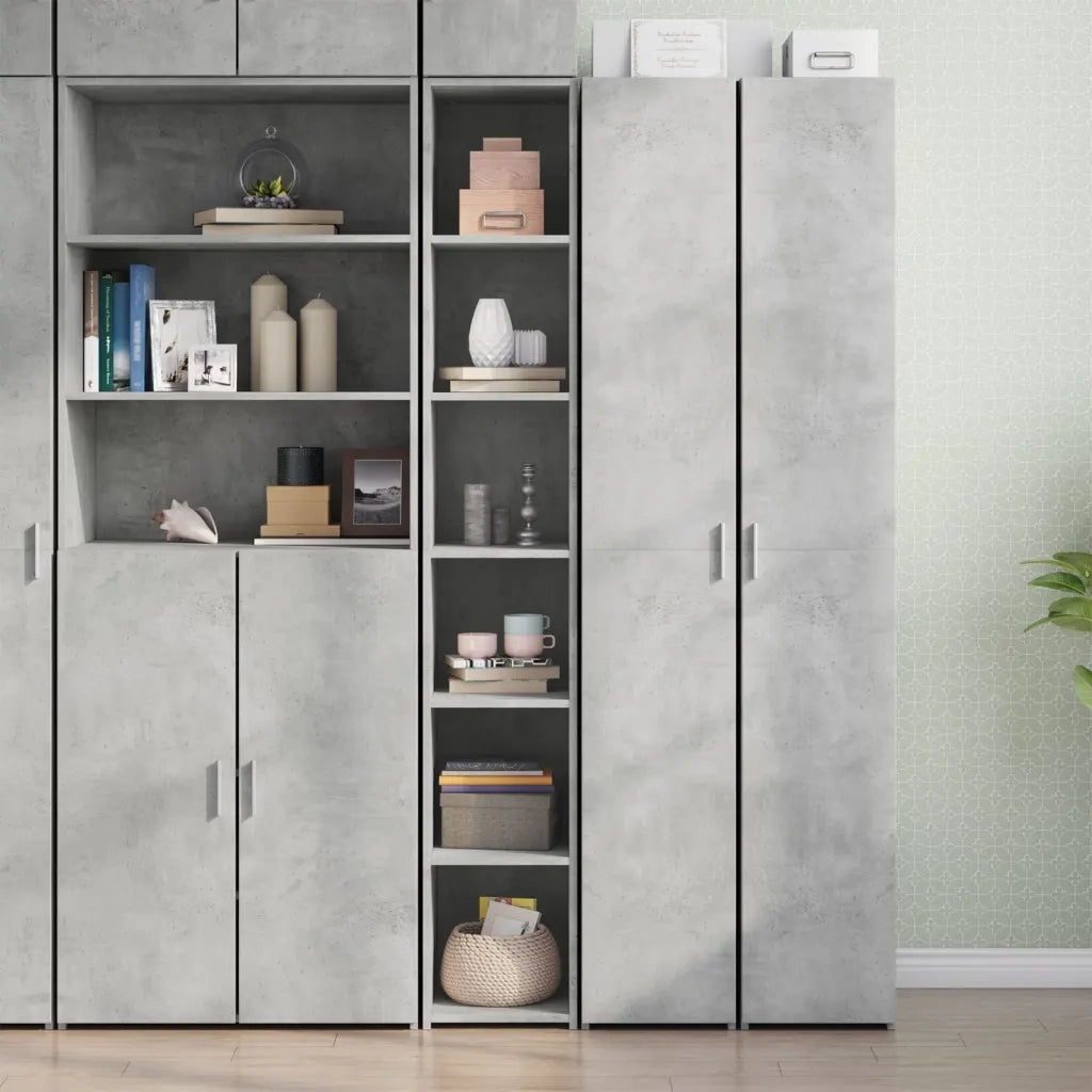 Credenza | Madia | Buffet da pranzo | Armadio da pranzo Grigio Cemento 30x41x185 cm in Legno Multistrato