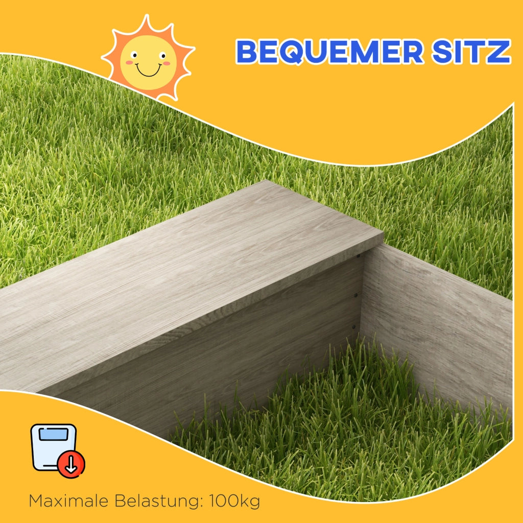 Sabbiera con stazione d'acqua e fioriere ¨C Xylo ¨C legno massello trattato grigio 154x80x60cm