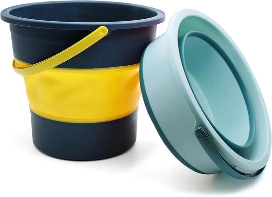 Asciugamano pieghevole 5 litri con manubrio per uso esterno (verde e blu)