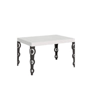 Tavolo allungabile 140/224x80cm Karamay bianco frassino gambe antracite