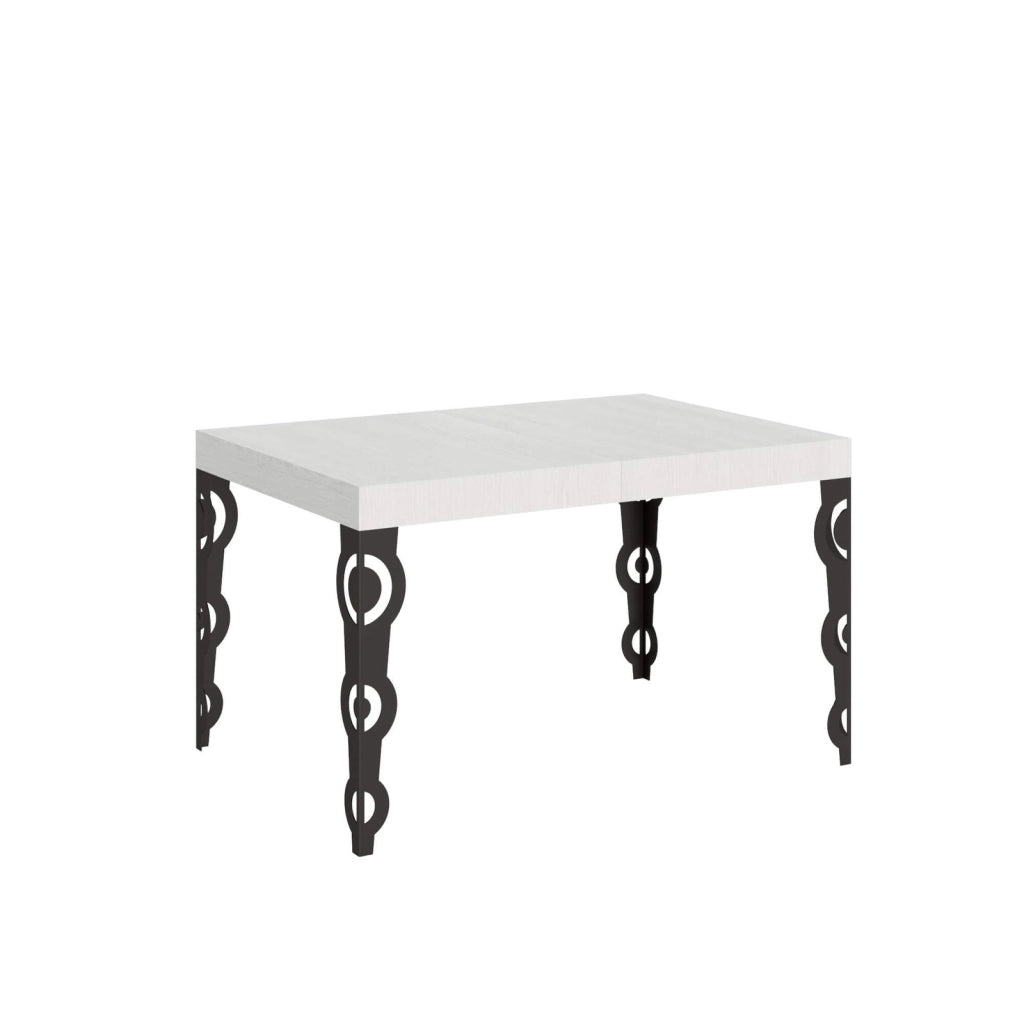 Tavolo allungabile 140/224x80cm Karamay bianco frassino gambe antracite
