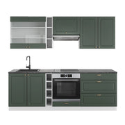 Cucina componibile Fame-Line Verde-oro rustico/Bianco 235 cm, PL Antracite Vicco