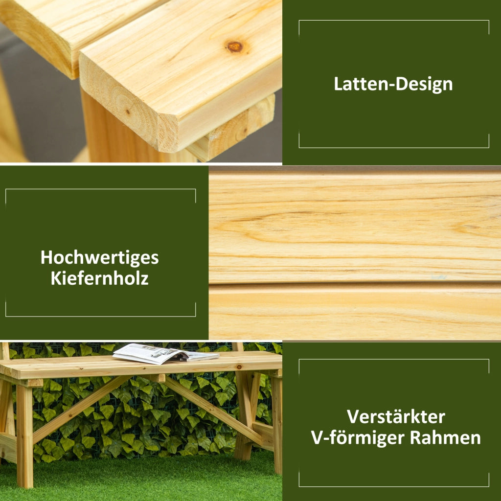 Panchina Giardino 2 Posti in Legno ¨C zephmum ¨C Naturale 116x56x80 cm