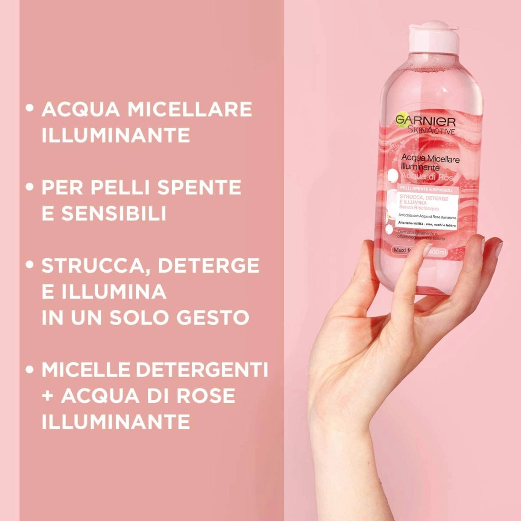 GARNIER SKIN 400ML ACQUA MICELLARE ILLUMINANTE ACQUA DI ROSE