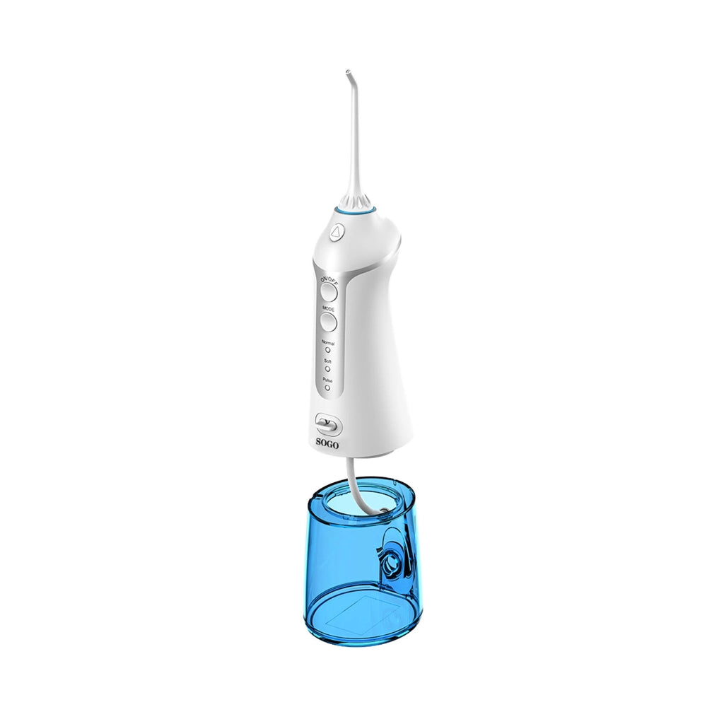 Idropulsore dentale portatile ricaricabile 300ml con 3 modalità e rotazione 360°, impermeabile IPX7 per pulizia orale - Sogo