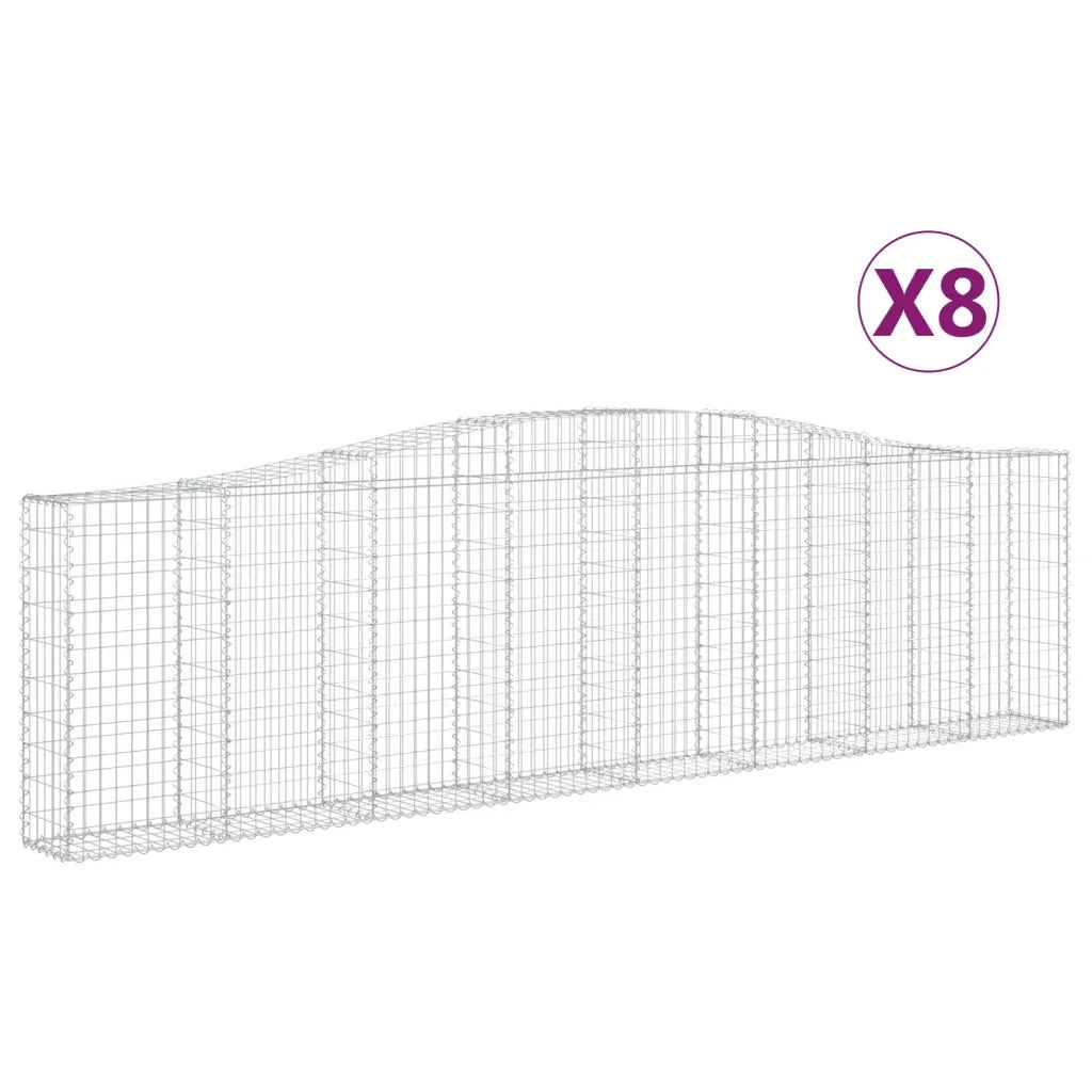 Cesti Gabbioni ad Arco 8 pz 400x30x100/120 cm Ferro Zincato 3145832