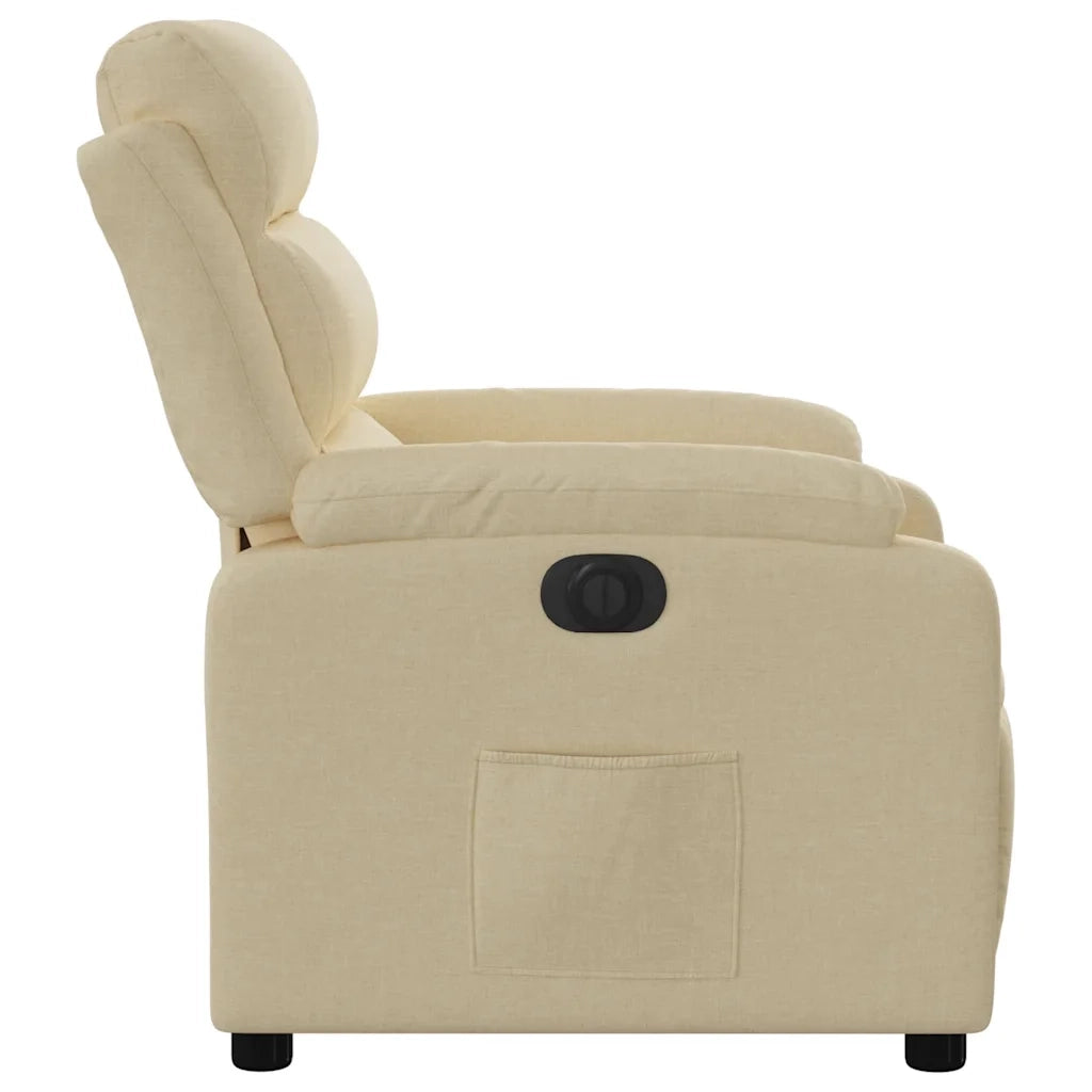 Poltrona Elettrica Reclinabile-Divano Sedia Crema in Tessuto 721781