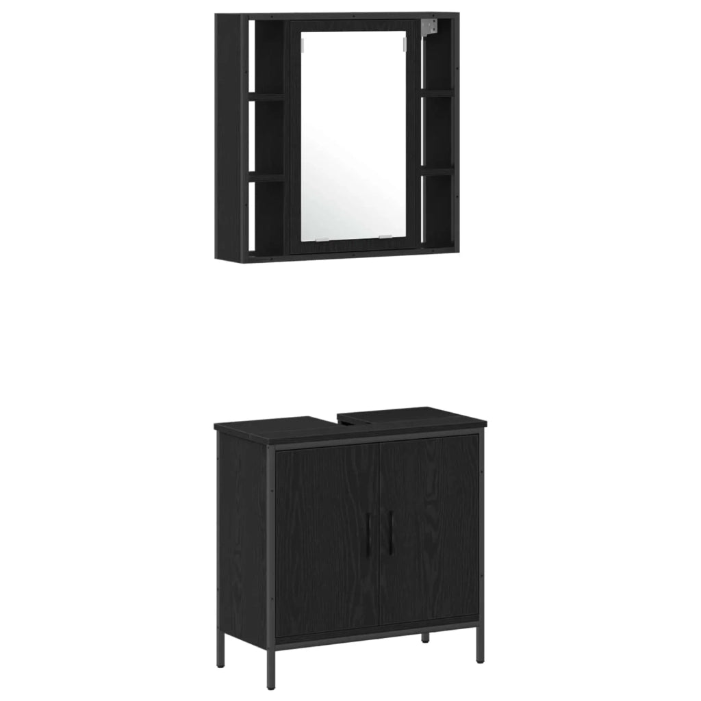 Set di mobili per il bagno 4 pcs Nero Legno multistrato 3334429