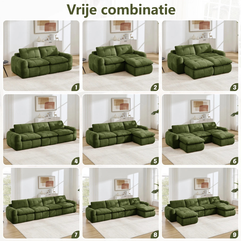 Divano modulare 2 posti 194x97 cm in ciniglia verde HOMVRA