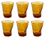 Set 6 Bicchieri Accartocciati 36 cl Ø9 cm in Vetro Pressato Kaleidos Ambra