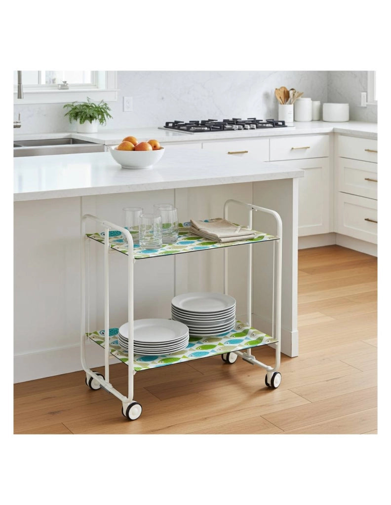 Carrello da cucina pieghevole bianco con ruote BAUHAUS 2 ripiani