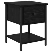 Comodino | Armadio da Notte | Mobiletto da notte Rovere Nero 34 x 35,5 x 45 cm Legno multistrato