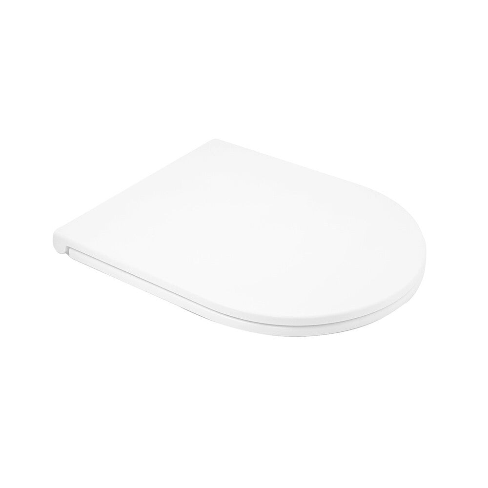 Sanitari sospesi in ceramica bianco design ovale con copriwc e scarico rimless Velora
