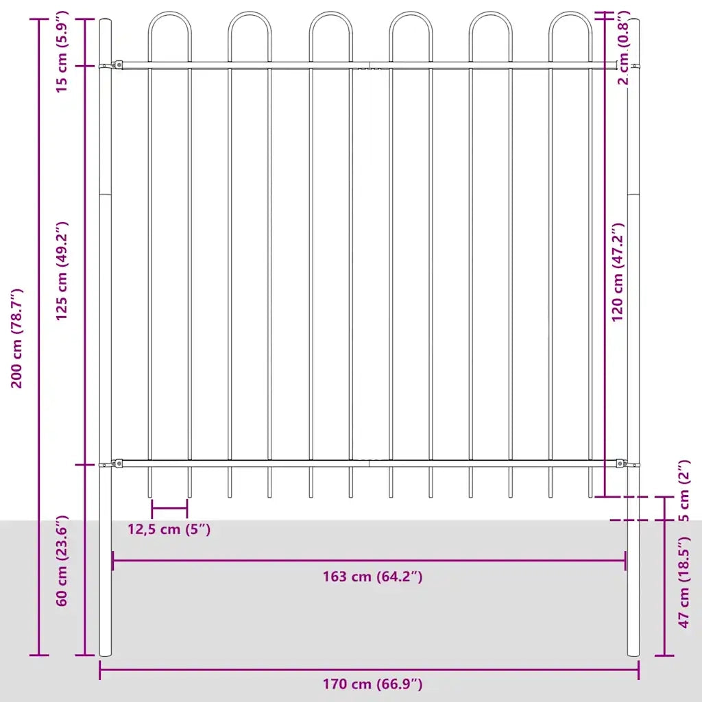 Recinzione per Giardino 9 pcs Grigio 15,3 x 1,5 m 3334177