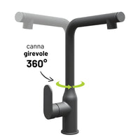 Miscelatore lavello cucina damasco con doccetta estraibile canna orientabile *** finitura- nero opaco, confezione 1