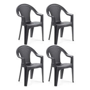 Trade Shop - Set 4pz Sedia Giardino Con Schienale Effetto Rattan 54x56x81cm Plastica Antracite 669512a -
