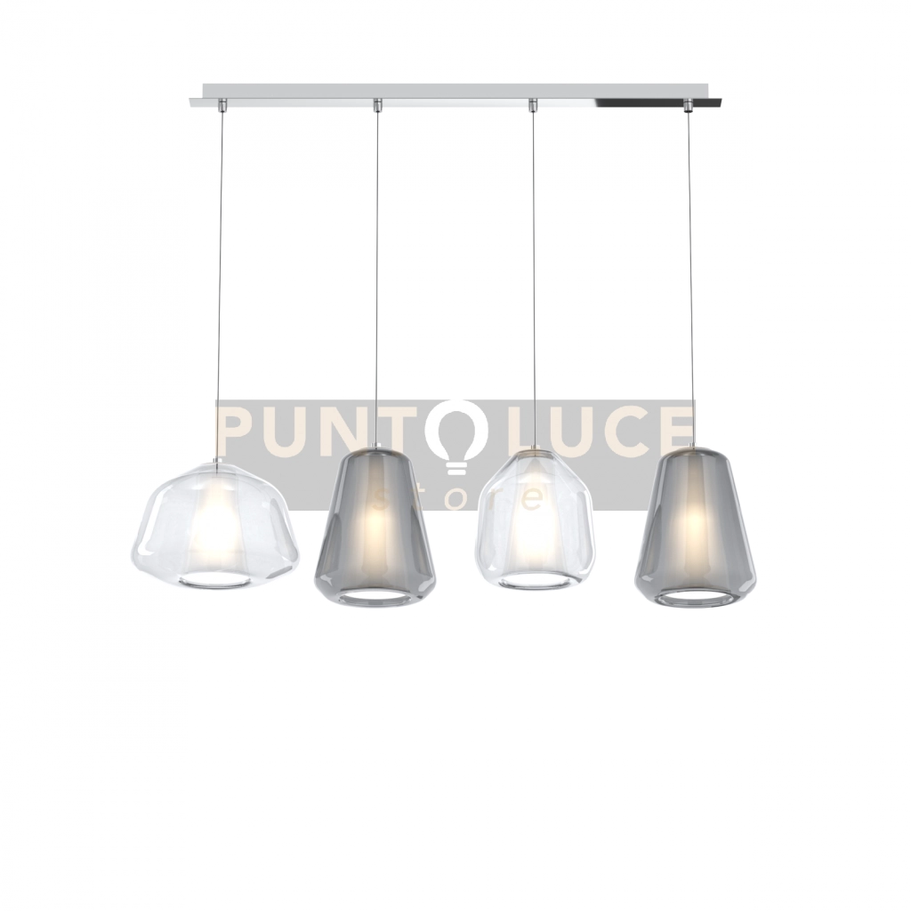 SOSPENSIONE CROMO 4 LUCI RETTANGOLARE (ALPHA TR) (BETA TR) (GAMMA 2X FU) 1176CR-S4 R ABG-TF