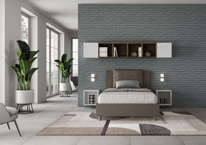 Letto 1 Piazza e Mezzo 120x210 cm con Rete Antea Cappuccino