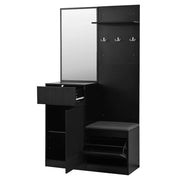 Mobile ingresso con specchio; LED e scarpiera - per ingresso - in MDF - nero
