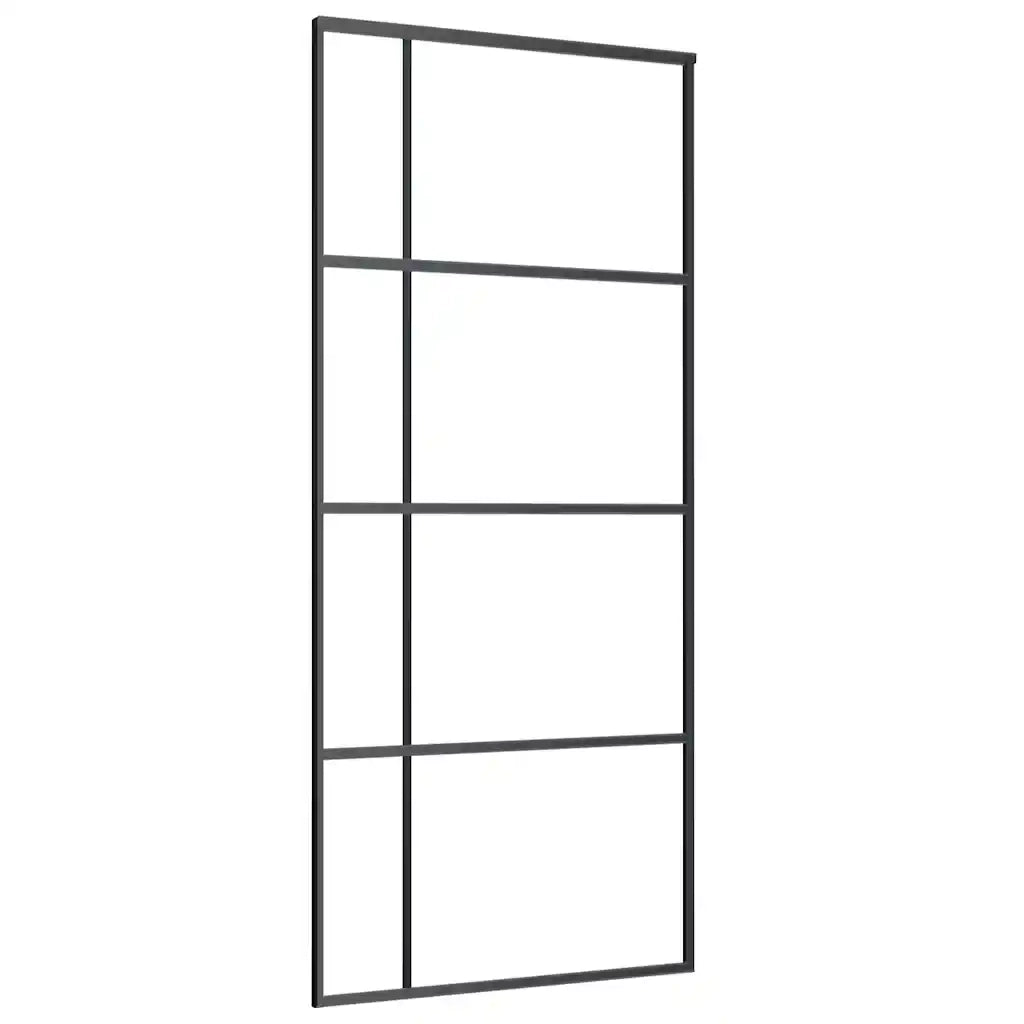 Porta Scorrevole in Vetro ESG e Alluminio 90x205 cm Nera 151682