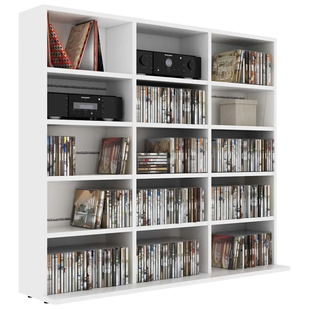 Armadietto Porta CD Bianco 100x23x89,5 cm in Legno Multistrato 801787