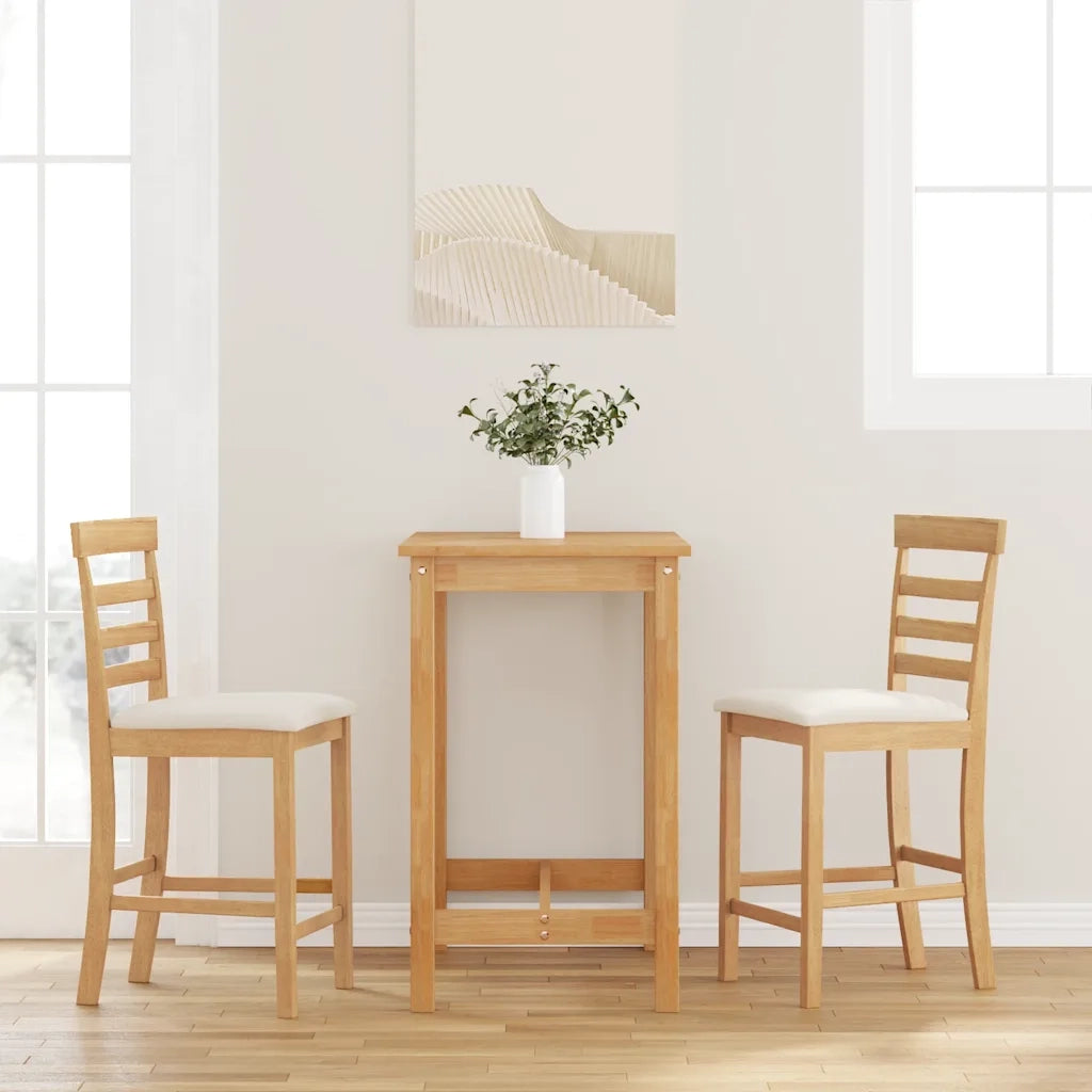 Sgabelli da Bar con Cuscini 2pz Naturale Legno Massello Hevea 4102539