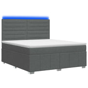 Letto Box Spring LED con Materasso Grigio Scuro 140 x 200 cm 3455613