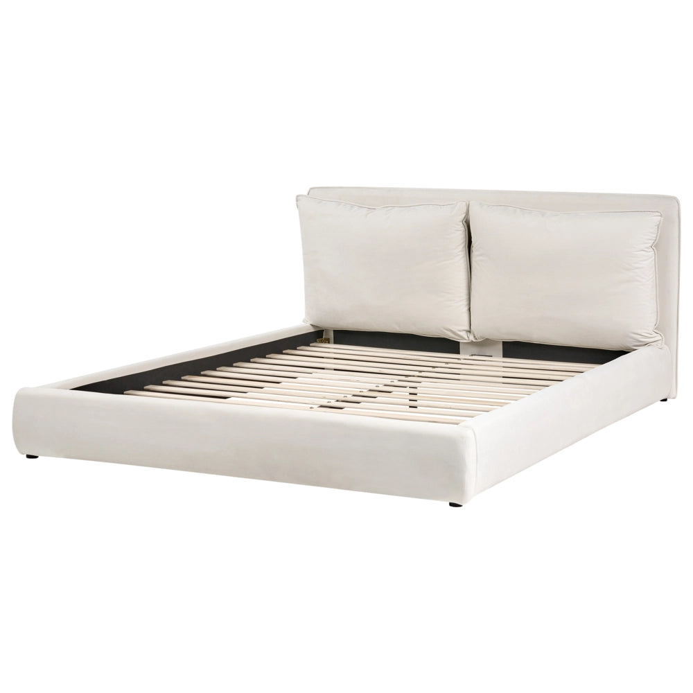 Letto matrimoniale ad acqua tessuto beige chiaro 180 x 200 cm camera da letto moderna
