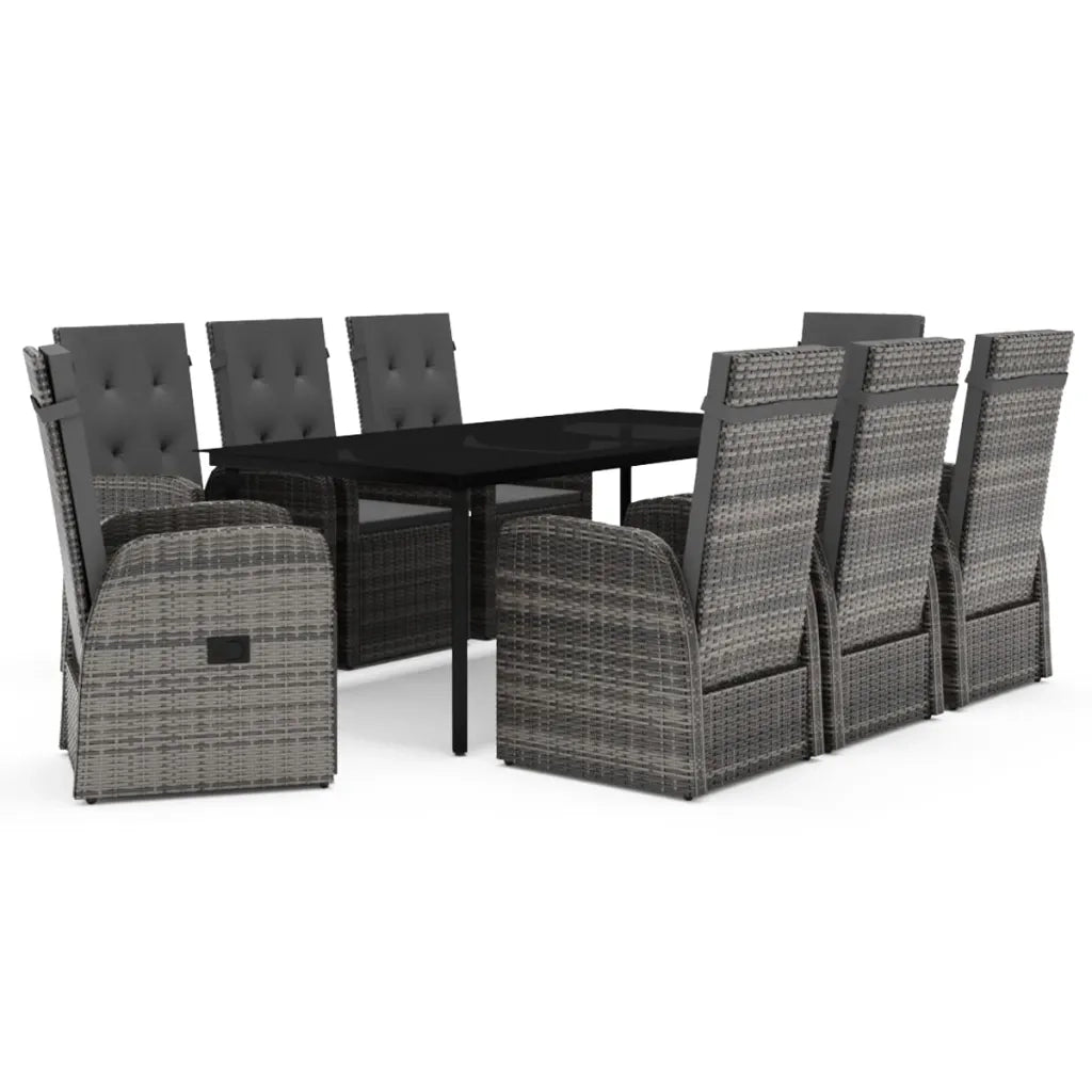 Set da Pranzo da Giardino 9 pz con Cuscini Grigio 3099498