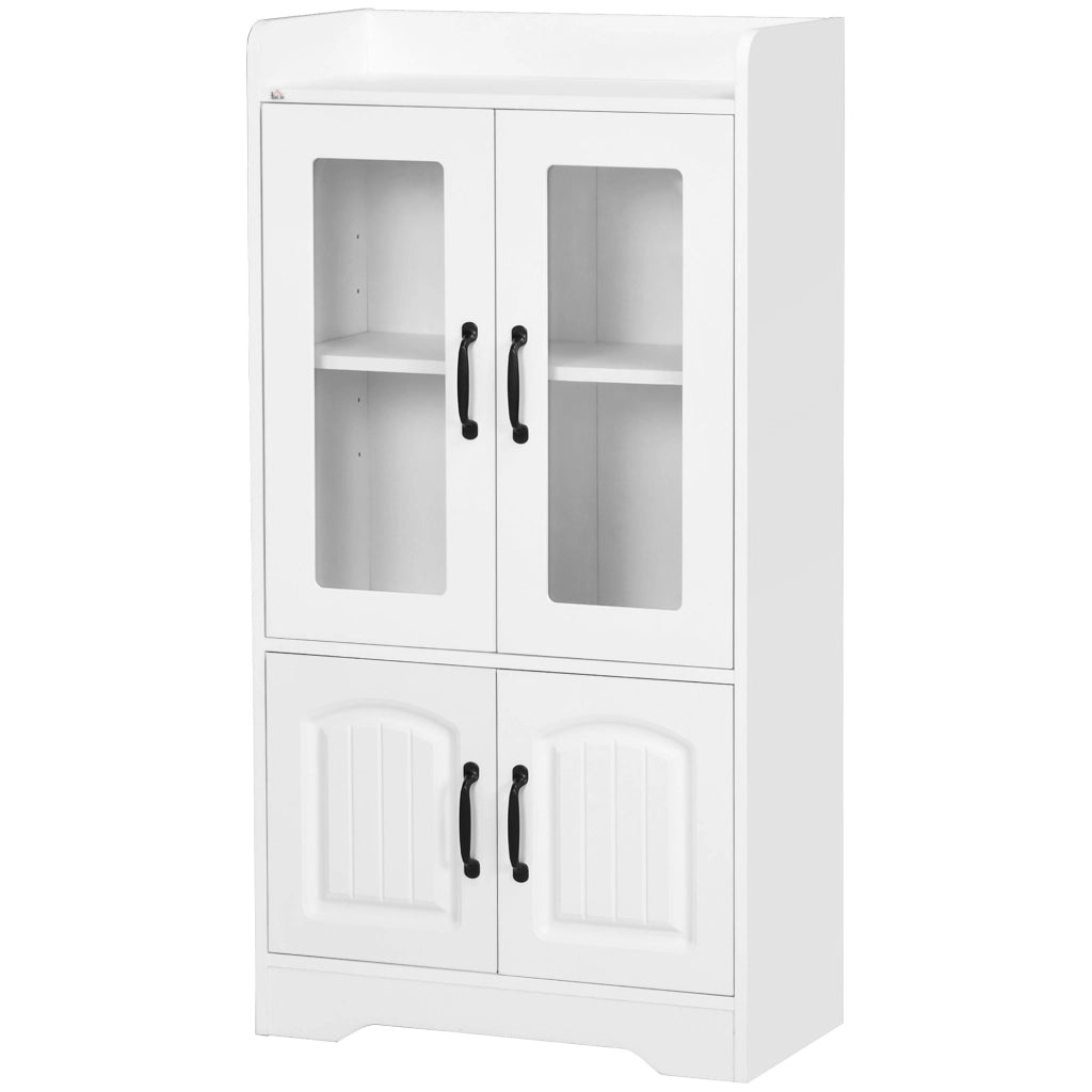 Libreria con ante a vetro scaffale regolabile ¨C zephmum ¨C bianco 60x30x116cm