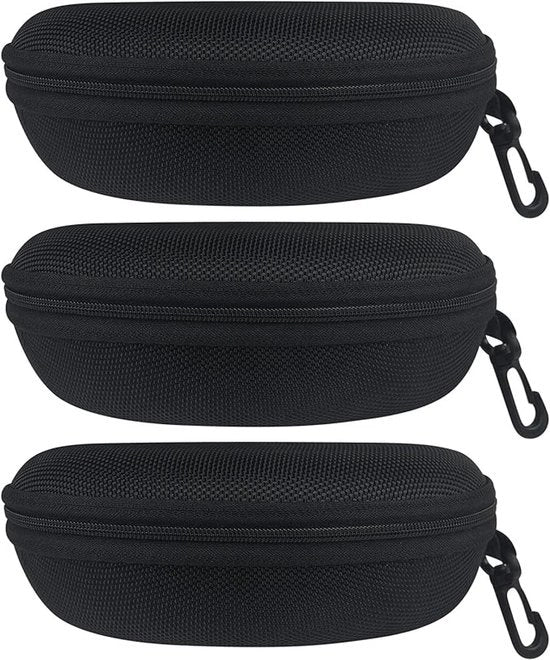 Set di occhiali da sole (3 pezzi), occhiali da sole, occhiali da sole robusti, copertura per occhiali da sole, occhiali da sole portatili per nuoto, camminare, portatile con chiusura luminosa e clip EVA duratura, bambini, nero