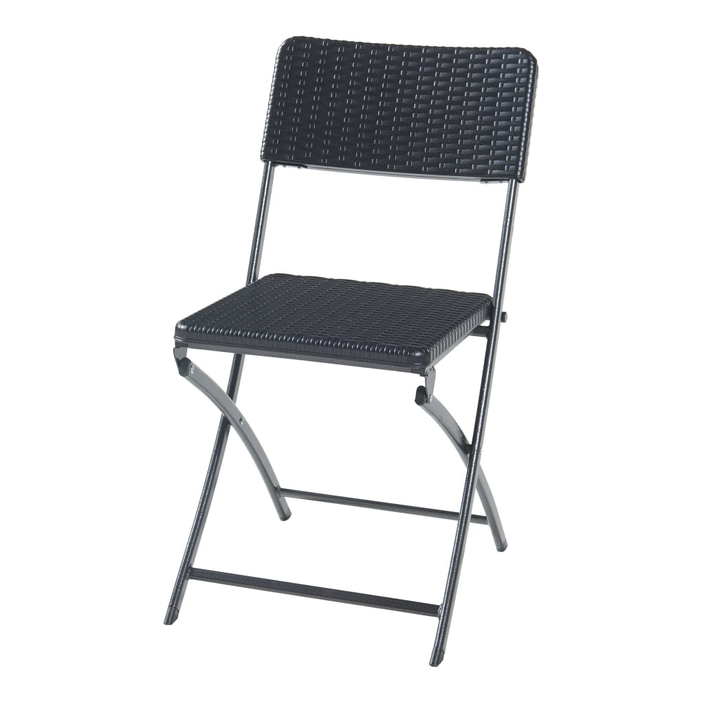 Set di 2 sedie pieghevoli da esterno per giardino campeggio e patio 81 x 45 x 58 cm effetto rattan nero 03_0009640