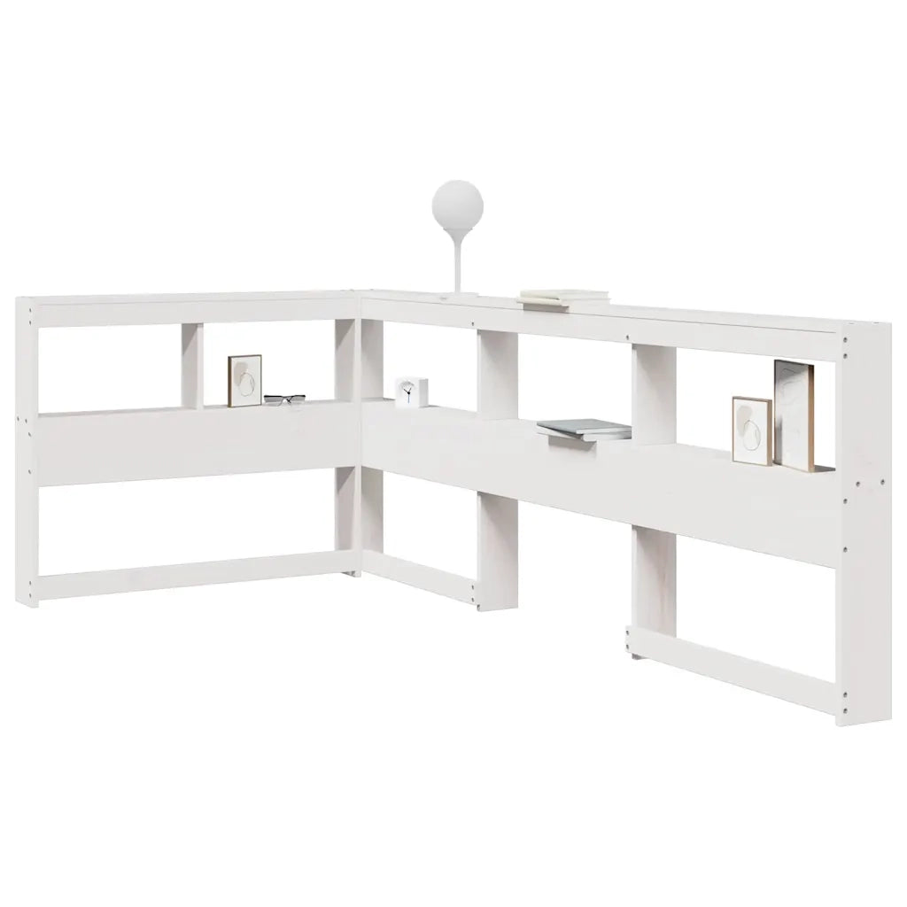 Testiera libreria a L-Testata contenitore Bianca 75 cm in Legno Massello di Pino