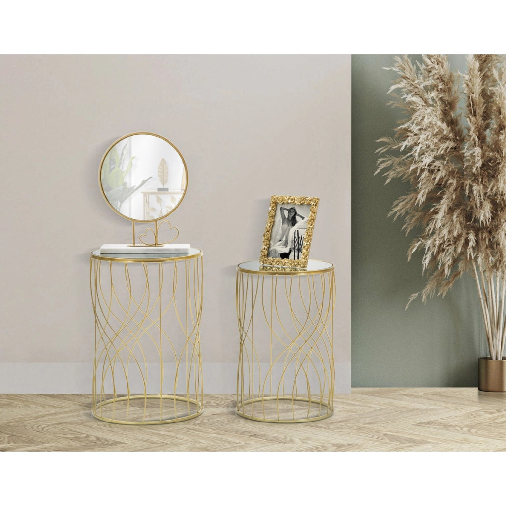 Set di Tavolini VKH545, Oro, Metallo, 38x38x55 cm
