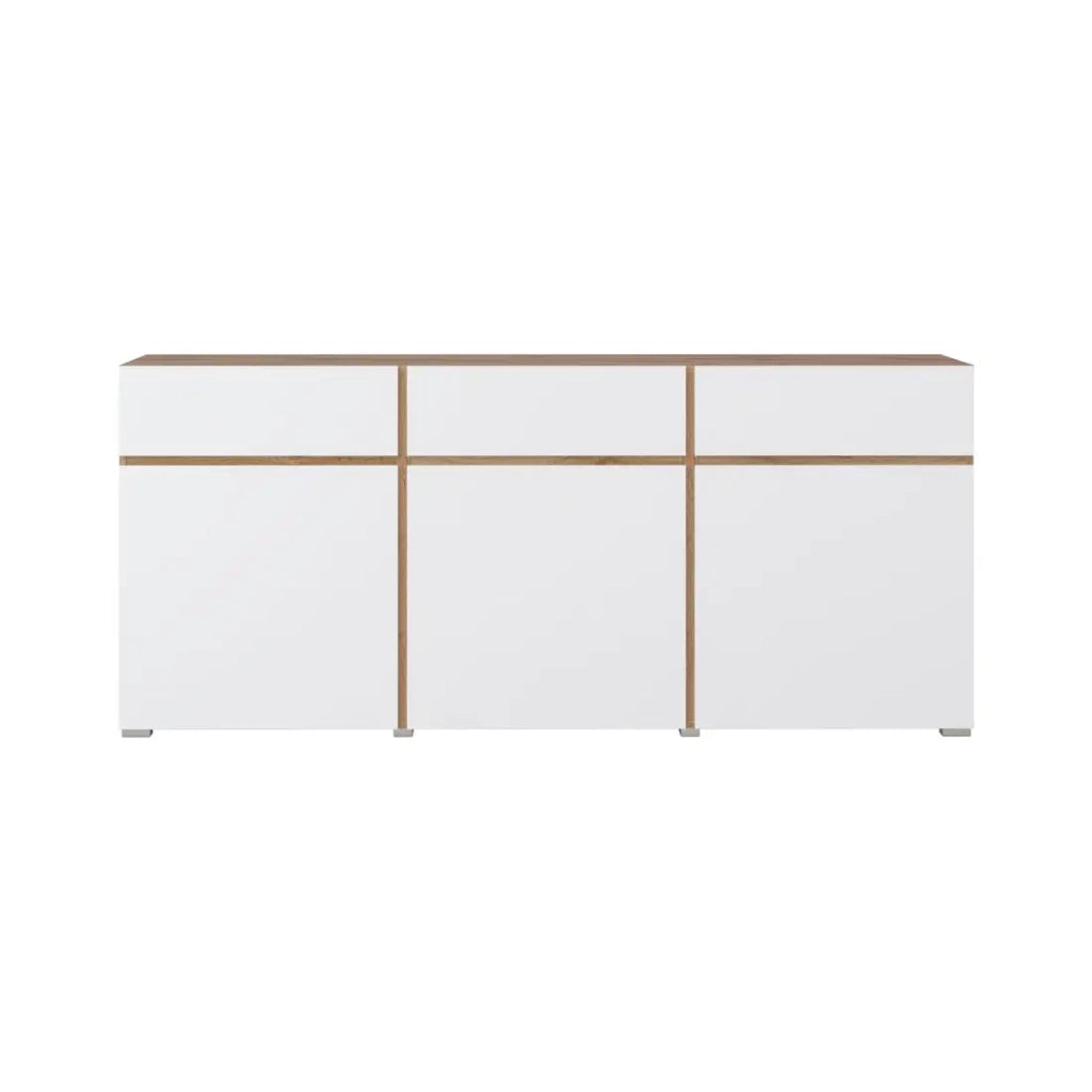 Buffet HAVANA – 180 cm – 3 ante a battente e 3 cassetti – Rovere e bianco – Design contemporaneo