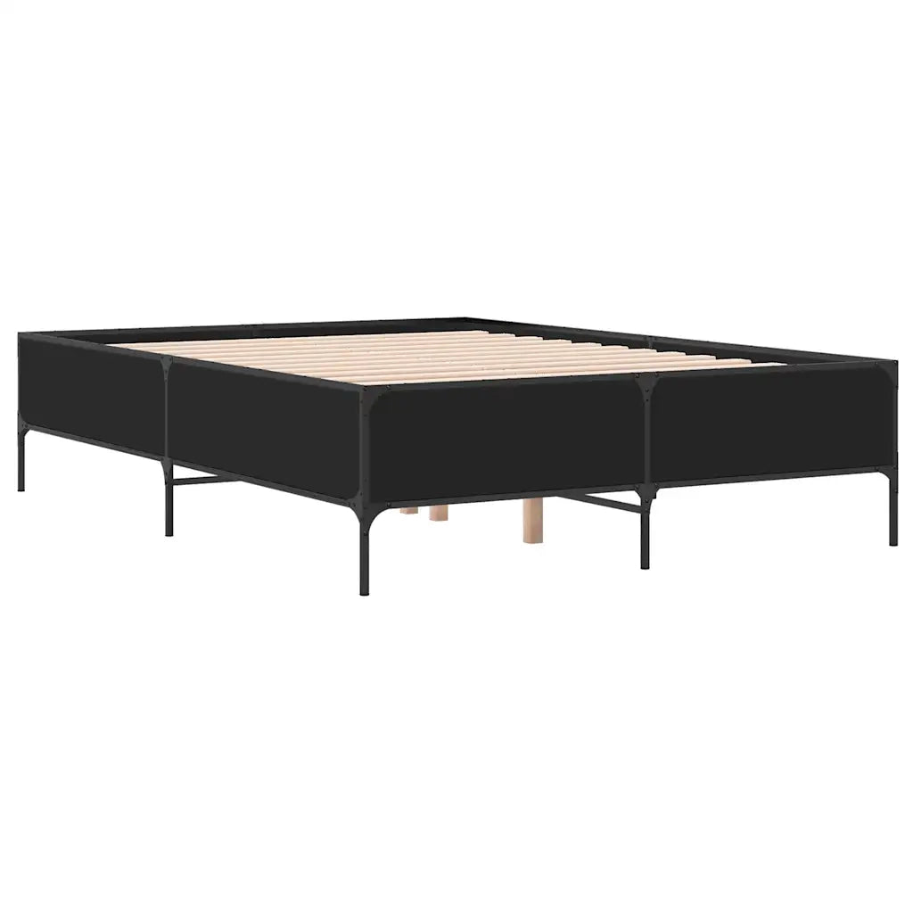 Giroletto-Struttura Letto Nero 120x200 cm in Legno Multistrato e Metallo 530479