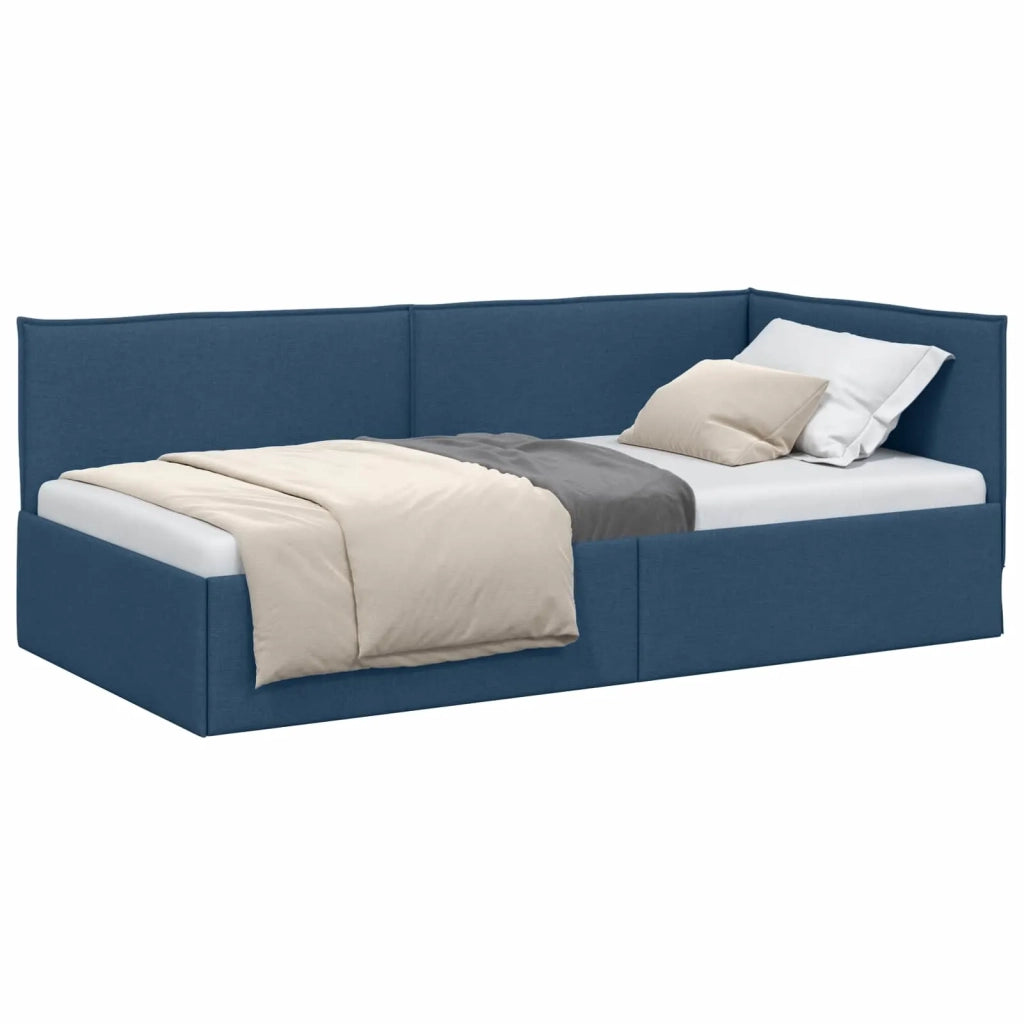 Cornice del letto ad angolo Blu 80 x 200 cm Tessuto
