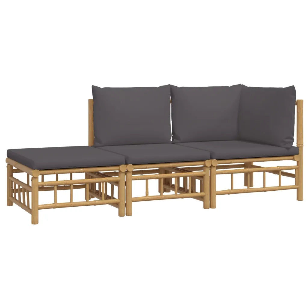 Set Salotto da Giardino 3pz con Cuscini Grigio Scuro BambÃ¹