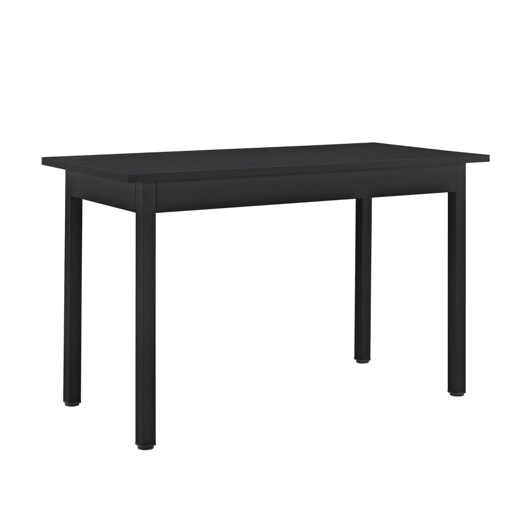 [en.casa] Arredo Sala da Pranzo Tavolo 120 x 60 x 75 cm MDF Nero con 4 Sedie Imbottite 96 x 43 x 52 cm Acciaio Poliestere Grigio