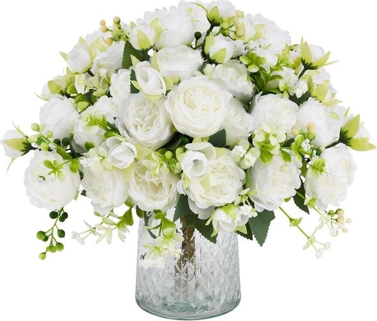 4 Trecce di fiori artificiali di pesco con 20 fiori - fiori artificiali di seta per bouquet - decorazione di finestra per matrimonio a casa - bouquet di fiori artificiale bianco