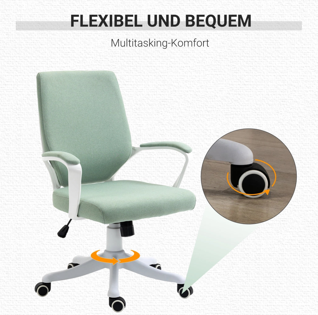 Sedia da ufficio ergonomica verde con supporto lombare