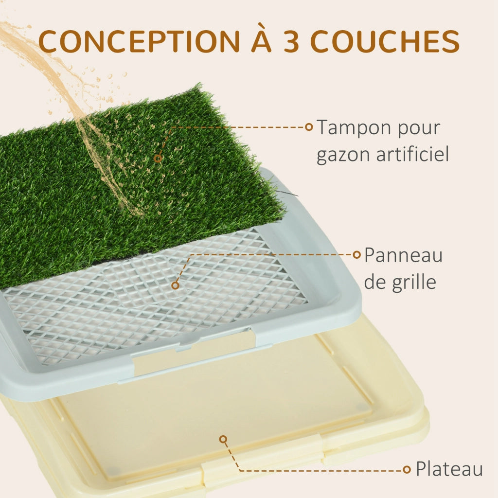 Toilette per cani con tappeto erba sintetica e griglia ¨C Zephmum ¨C 46.5x34 cm