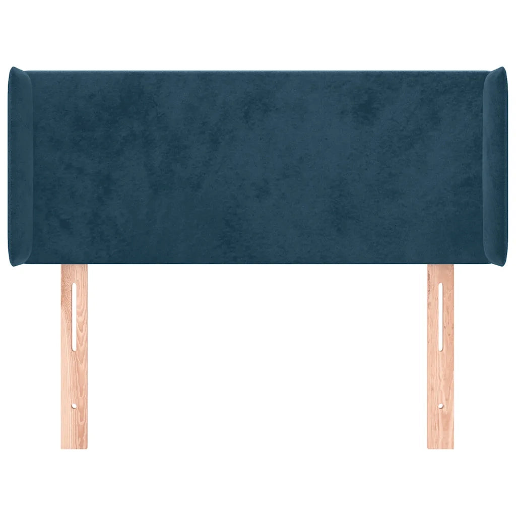 Testiera ad Orecchio-Testata con Orecchie Blu Scuro 103x16x78/88 cm in Velluto 263604