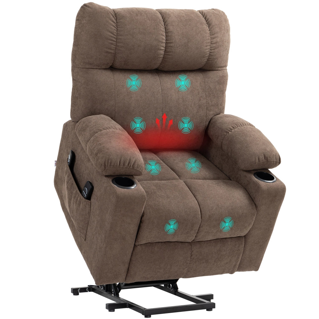 Poltrona Relax Elettrica con Alzapersona ¨C Zephmum ¨C Marrone 90x75x100cm