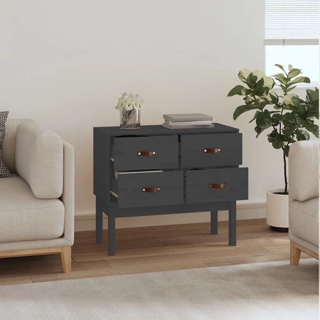Mobile Consolle Grigia 90x40x78 cm in Legno Massello di Pino 821741
