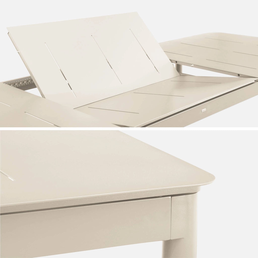 Tavolo da giardino allungabile in alluminio, 8 posti, beige
