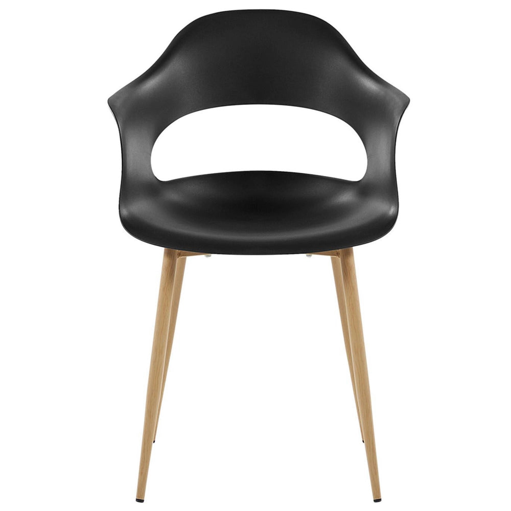 Set di 2 sedie da pranzo in materiale sintetico Nero con gambe eleganti decorative