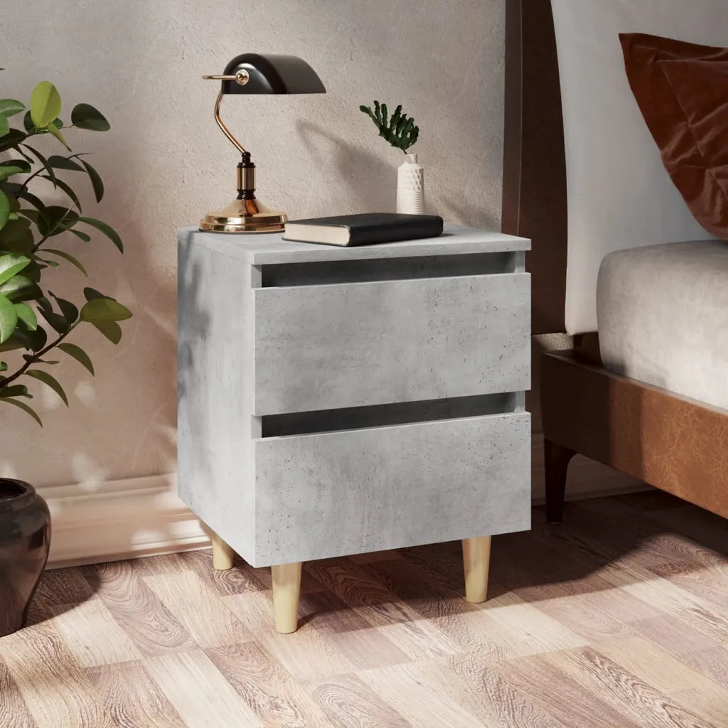 Comodini con Gambe in Pino 2 pz Grigio Cemento 40x35x50 cm cod mxl 31034