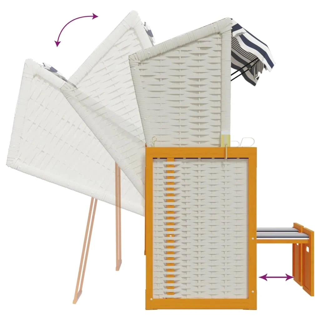 Strandkorb con cuscini in polyrattan legno massello bianco blu 02_0012174