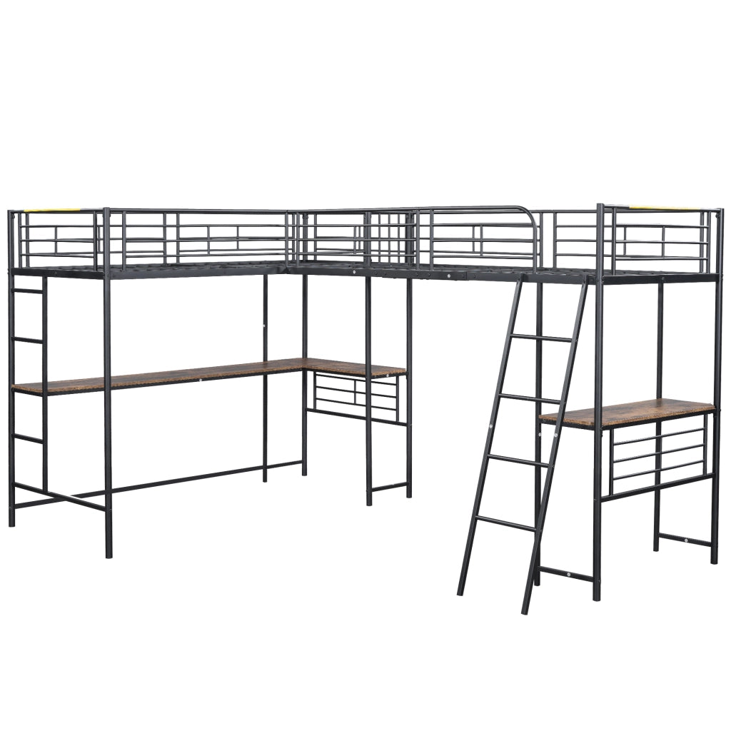 Letto a castello nero in MDF e metallo 90x200 cm